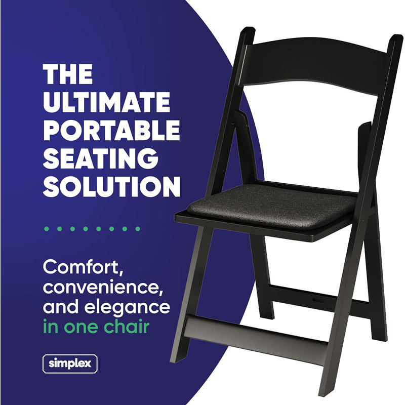Black Resin Armless Stackable Folding Chairs with Cushions