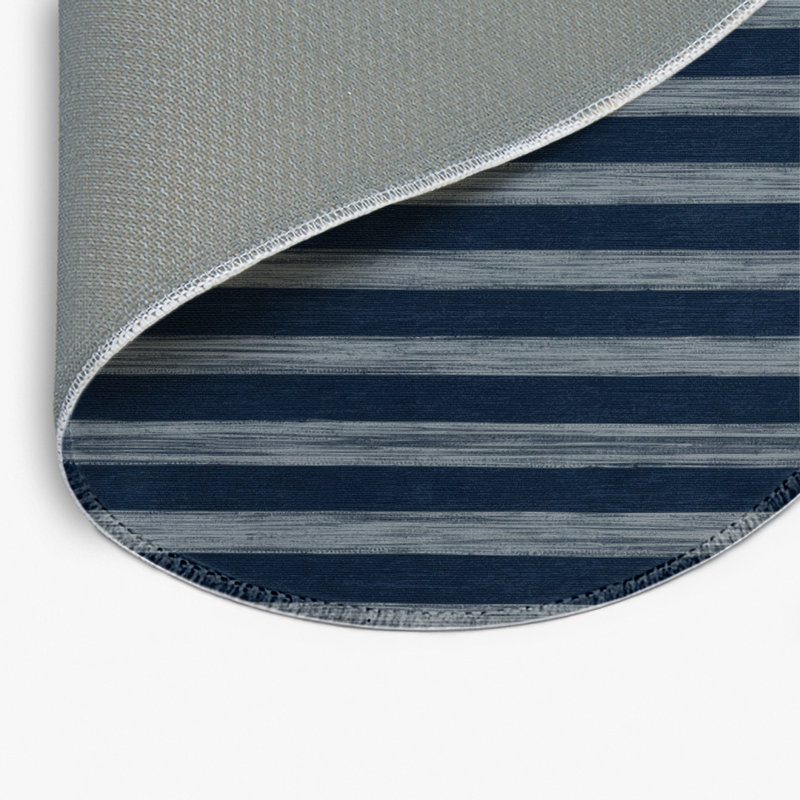 Tapis intérieur / extérieur bleu HorizontalStripes, Rond 5 pi