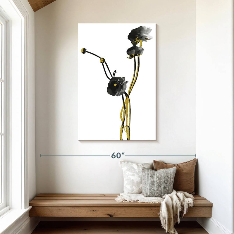Fleur Harnek noir minimal et or I, H 45 po x l 30 po