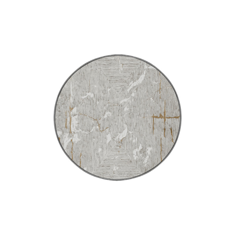 Machine Washable Gray Area Rug, Round 7'