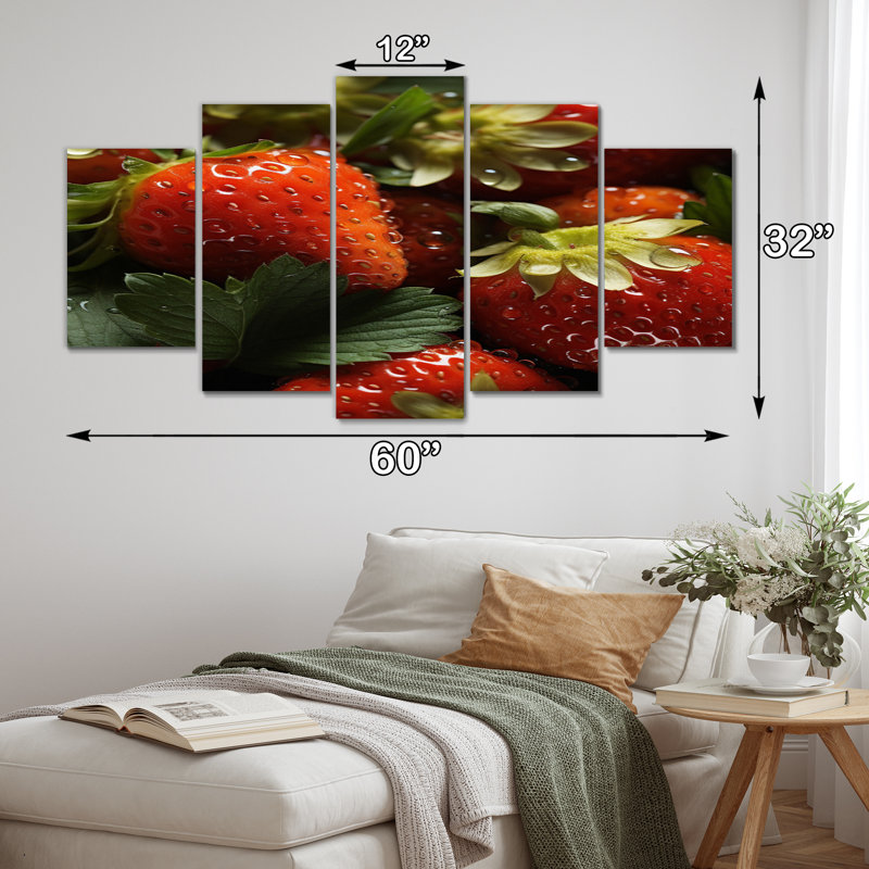 «Transparent Strawberry I», reproduction sur toile - 5 panneaux