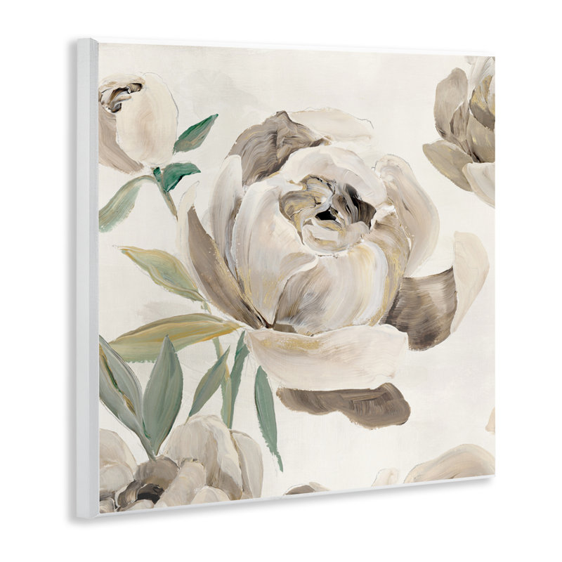 Plaque murale ronde avec pivoines lustrées, design par Aria K.
