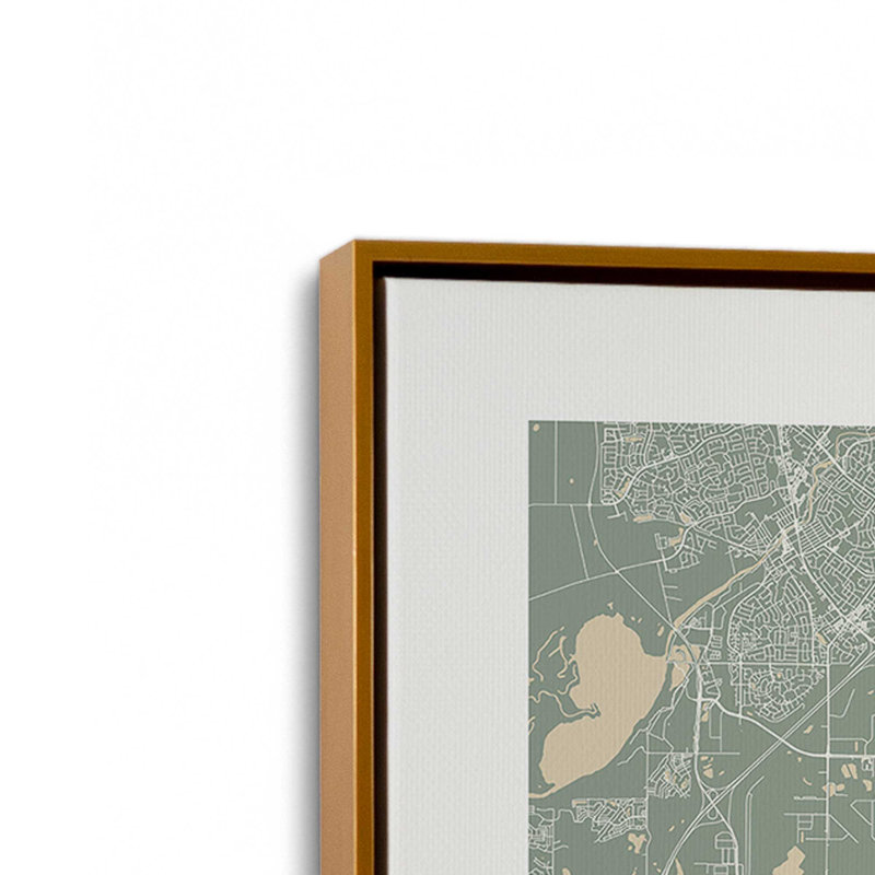 Edmonton Street Map, reproduction d'art sur toile, 32 po x 48 po, Cadre flottant doré poli