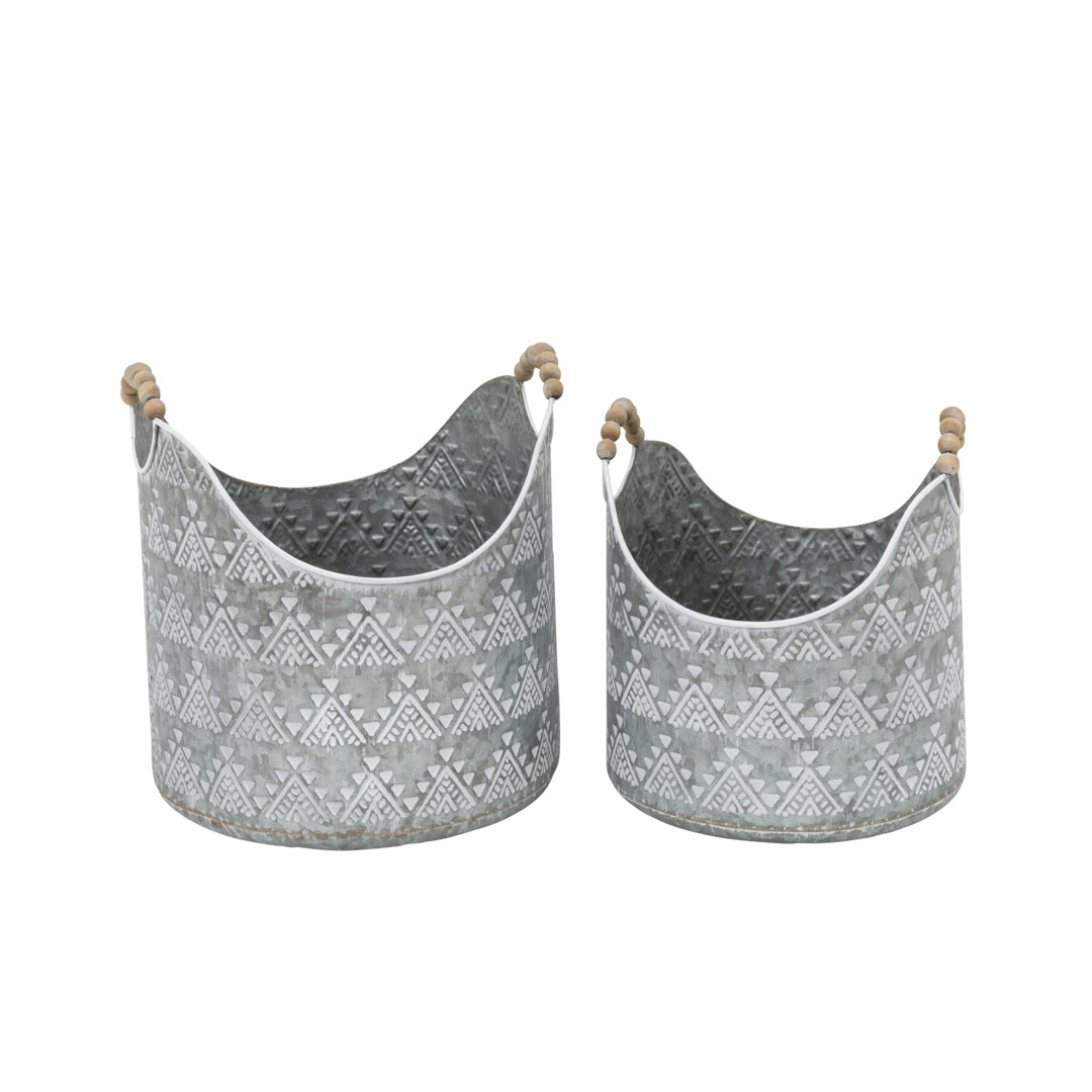 Metal Buckets With Bead Handles Set Of 2 Gracie Oaks