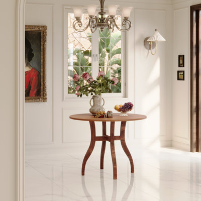 Walnut Round Dining Table 39.4" – Traditional Solid Wood Legs, Timeless Elegance, Ideal Focal Point For Family Gatherings