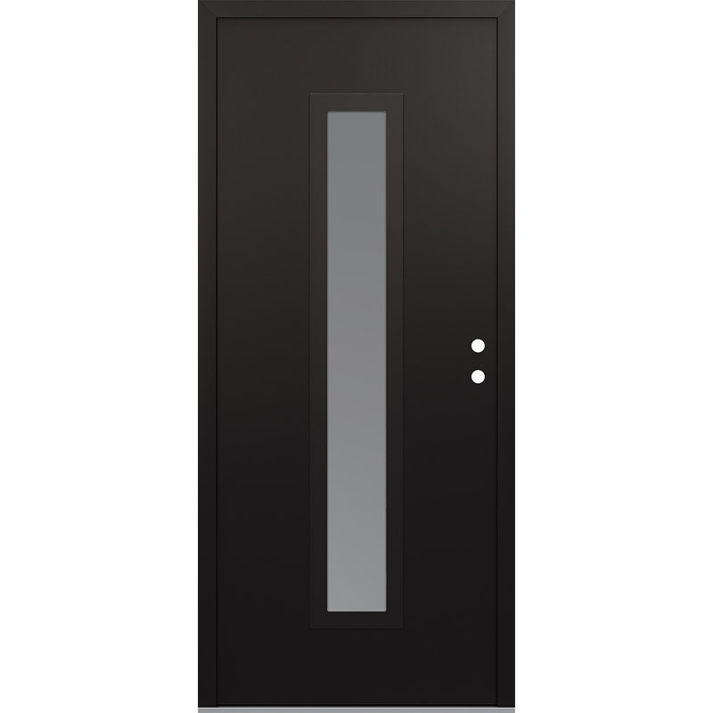 Diamant A11 à gauche 36 po X 80 po Porte d'entrée avant à panneau en verre givré noir et blanc, Noir / blanc / givré