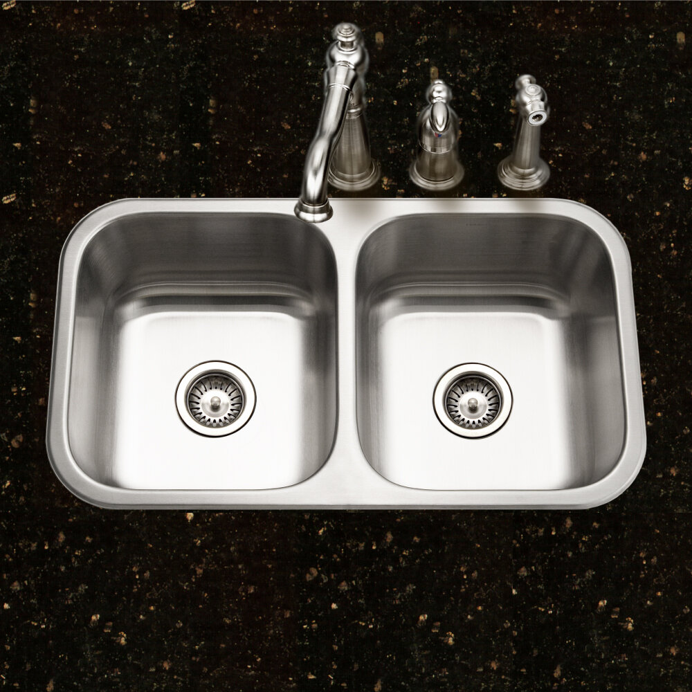 Serene Valley 36-in. Double Bowl Drop-in or Undermount Kitchen Sink with  Thin Divider & Reviews