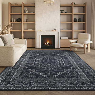 Olius Oriental Navy/Ivory Area Rug