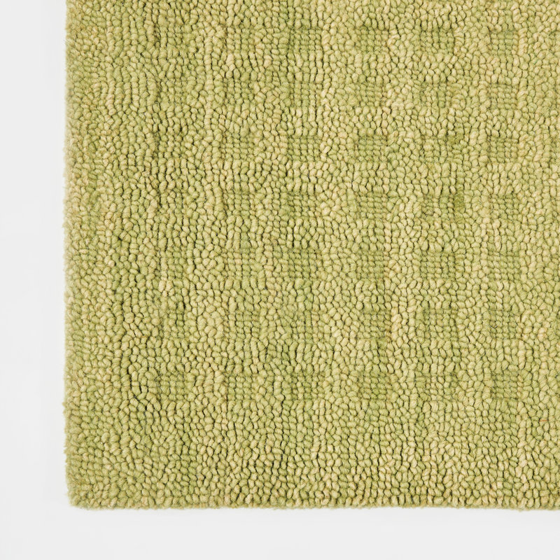 Tapis vert en laine tissé à la main Alnisha, Tapis de couloir 2 pi 3 po x 8 pi