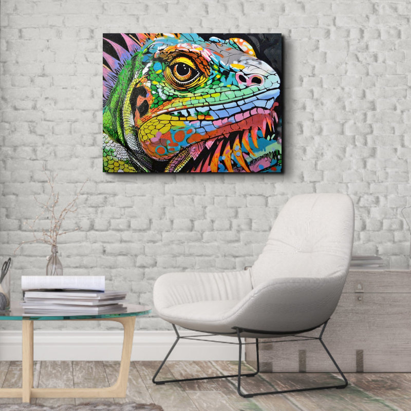 «Iguana Graffitianimals» sur toile, H 20 po x l 24 po