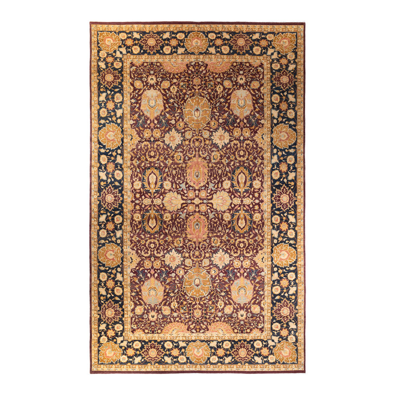 Tapis traditionnel rouge en laine noué à la main 10 pi 0 po x 16 pi 7 po