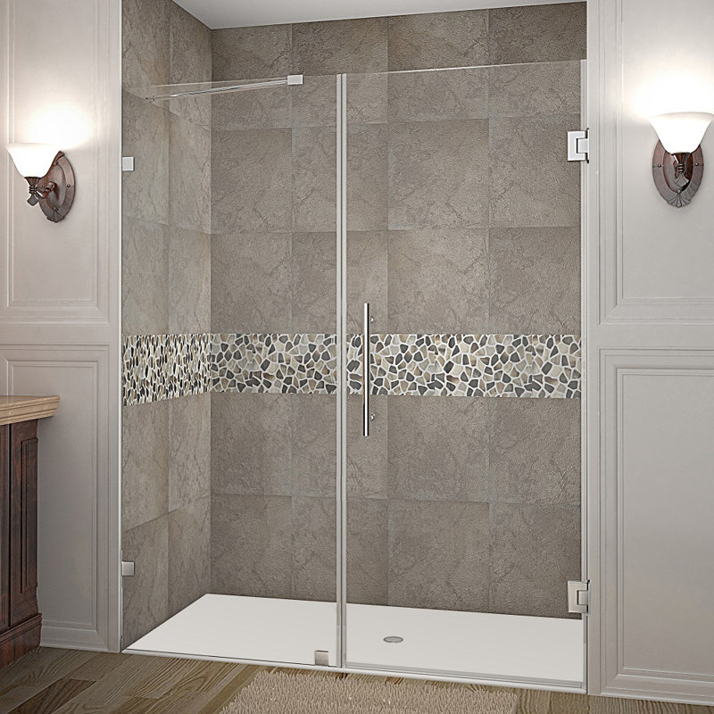 Nautis 72" H Hinged Frameless Shower Door, Chrome