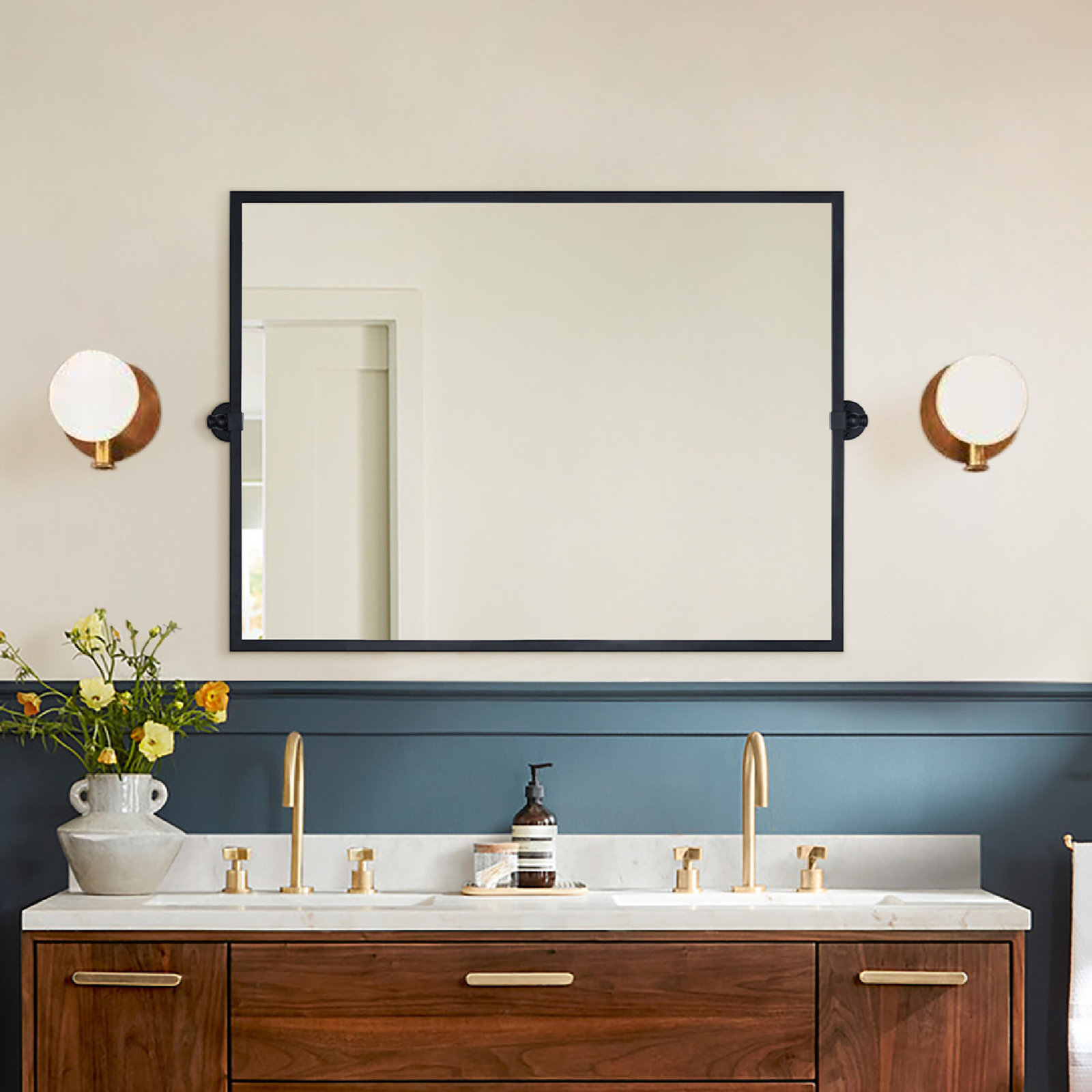 Pivot Accent Mirror, Mattle Black, 30" x 40"