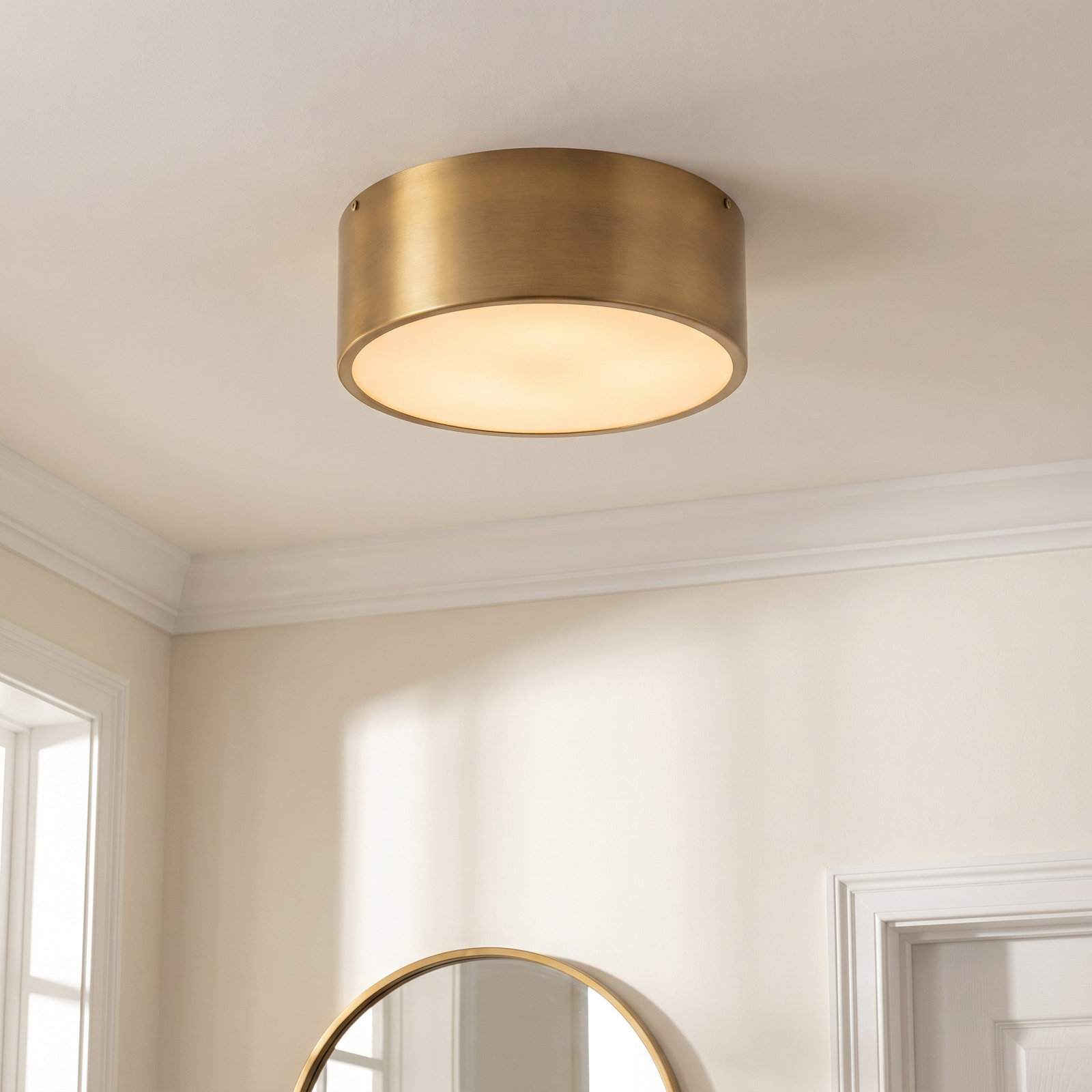 Mossy 2-Light Flush Mount, Aged Gold