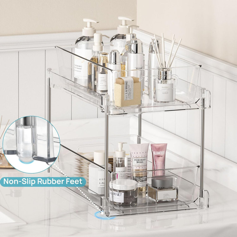 Clear 2-Tier Stainless Steel Under Sink Organizer Set