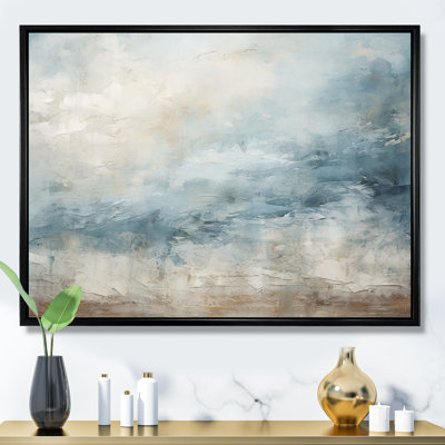 Beige Blue Ocean Storm I - Abstract Shapes Canvas Print Wall Art