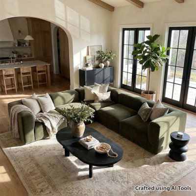 L-Shaped Modular Sectional Sofa, 5-Piece Performance Velvet Sectional Couch with Deep Seats