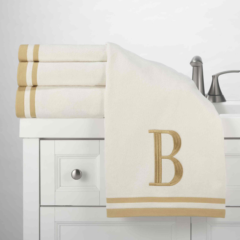 GRY/IVR Monogram Towel Set, 3 Piece Towel Set, Ivory