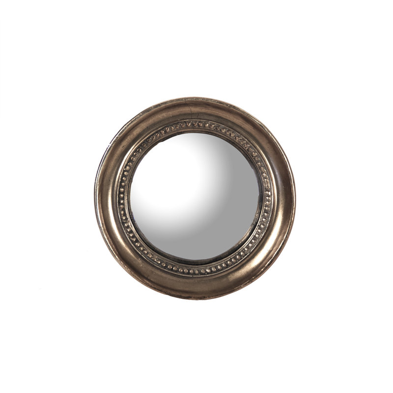 Lenka 7.25'' Round Convex Wall Mirror in Distressed Gold