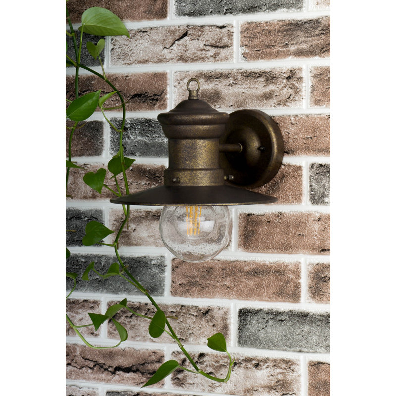 Desota Seeded Glass Outdoor Barn Light, Bronze