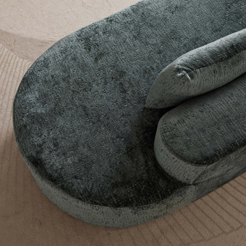 Canapé modulaire incurvé moderne en chenille avec 4 coussins décoratifs Boneless, Face à la droite, Vert