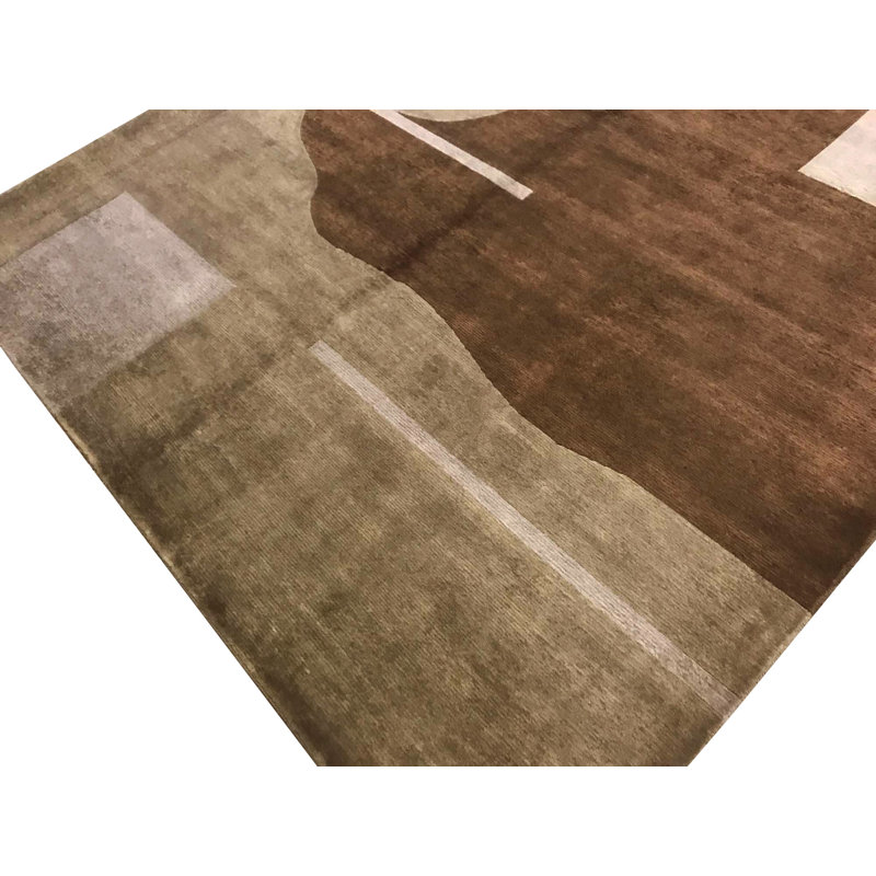 Himalayan Wool Abstract Area Rug in Brown