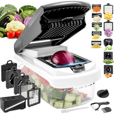 18-In-1 Vegetable Chopper Mandoline Slicer For Kitchen, Food Chopper With Container, Veggie Cutter, Onion Mincer Tomato Dicer, Fruit Slicer Spiralizer
