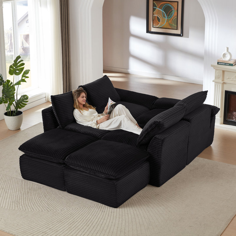 Canapé modulaire large rembourré 101,57 po, Noir
