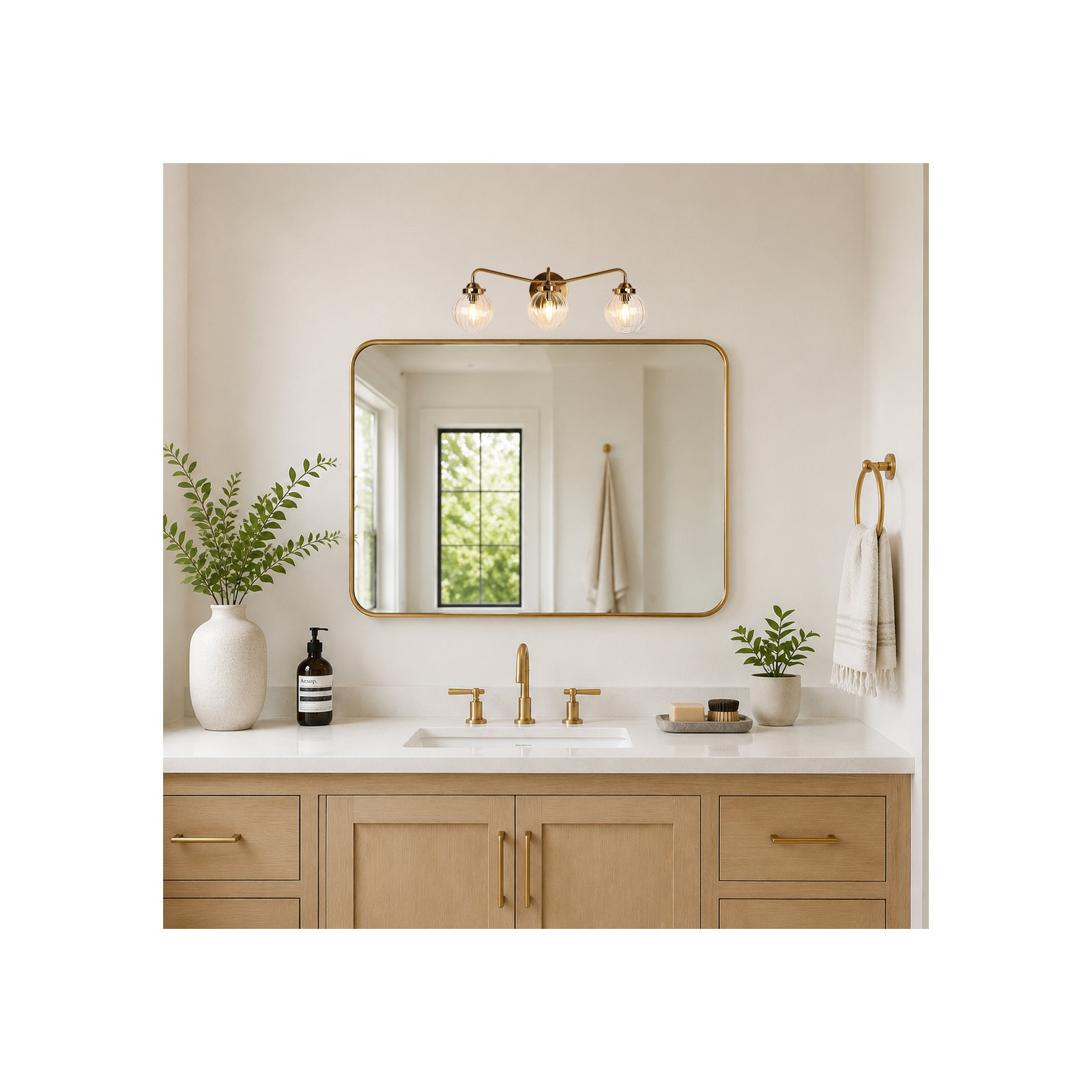 Ulah 3-Light Dimmable Hand-Blown Glass Vanity Light 