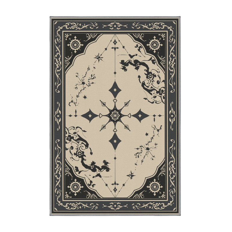 Machine Washable Pavle Classic Oriental Rug in Beige – Binding, 3 x 5