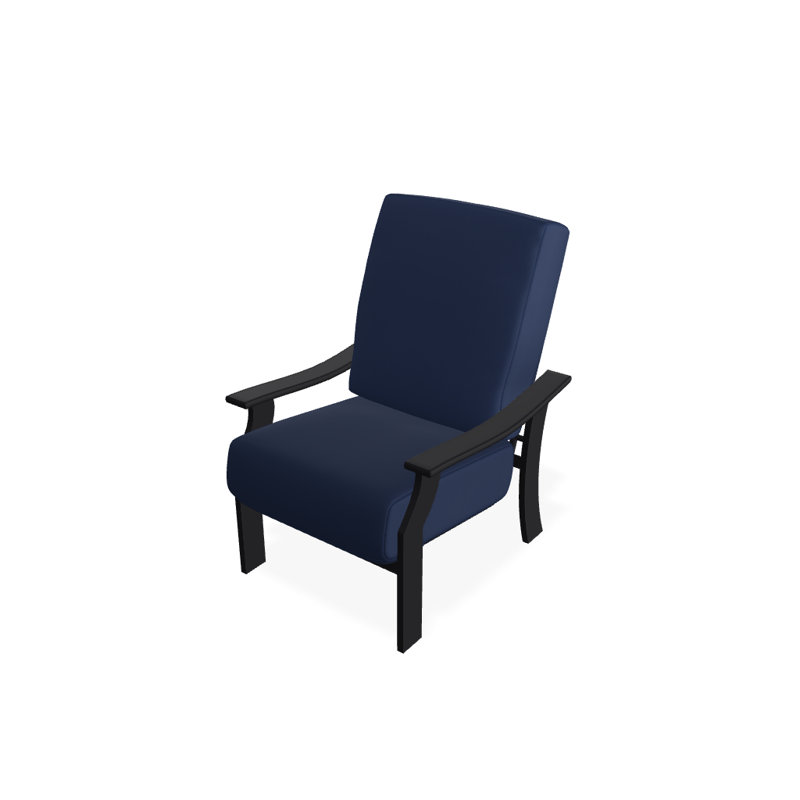 St. Catherine Outdoor Lounge Chair, Canvas Navy Sunbrella® Canvas, Textured Black