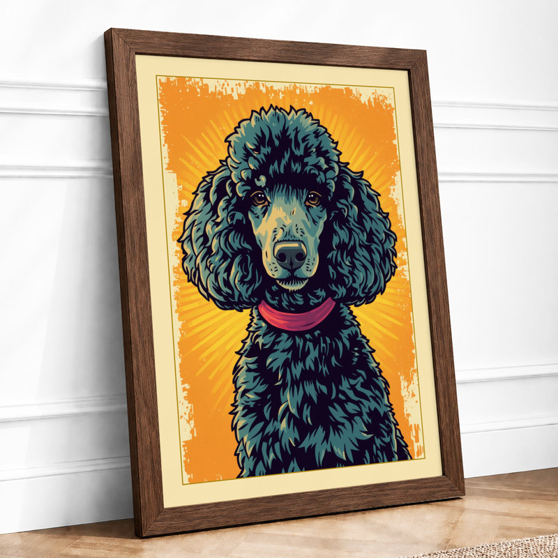 Poodle Portrait Modern - Framed Print, A2 - 59.4 x 42.0 cm, Walnut