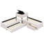 Lit plateforme tapissier en forme de L avec lit gigogne, deux tiroirs et bureau-126450396