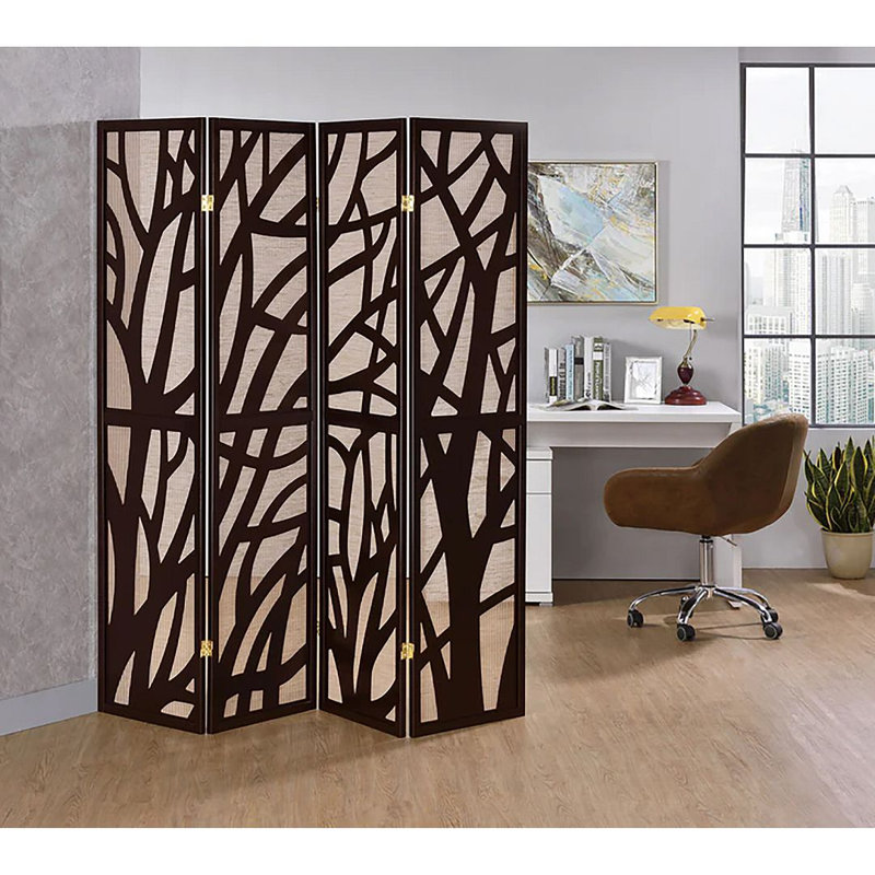 Austine 69 " W x 70.5 " H 4 - Panel Solid Wood Folding, Espresso