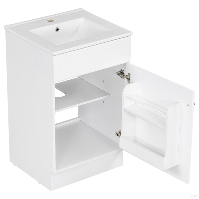 Ensemble de meuble-lavabo avec armoire à pharmacie avec miroir assorti, armoire de rangement moderne avec lavabo en céramique, armoire à pharmacie murale pour la salle de bain