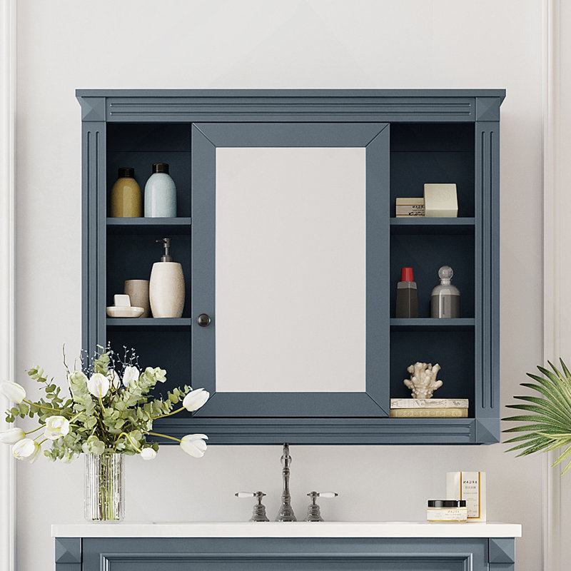 Armoire à pharmacie murale avec miroir 35 po x 28 po, Bleu