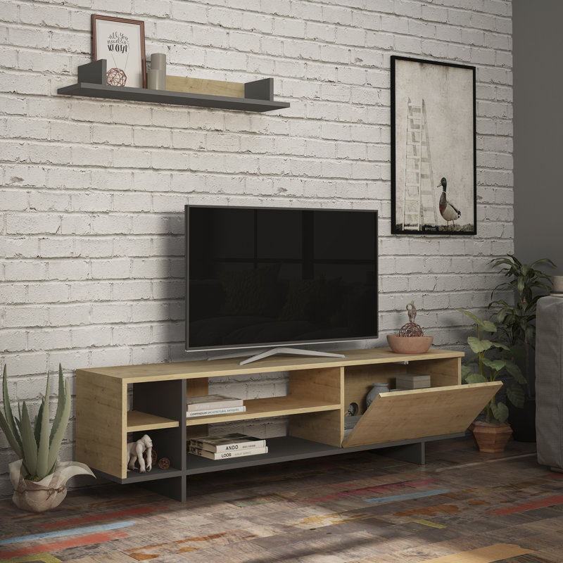 TV Stand for TVs up to 78", Oak/Anthracite