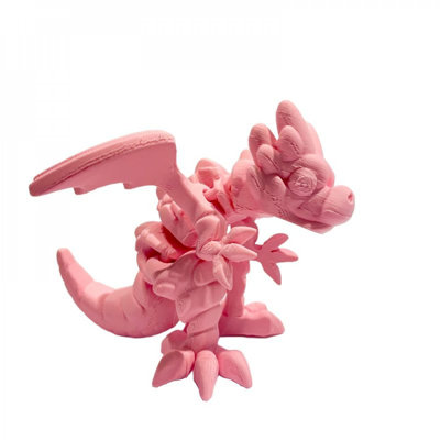 Figurine de dragon à ailes roses imprimée en 3D
