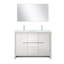 Meuble-lavabo double blanc l 48 po x P 20 po, comptoir en quartz blanc, robinet en nickel brossé et miroir de 43 po-1052151953