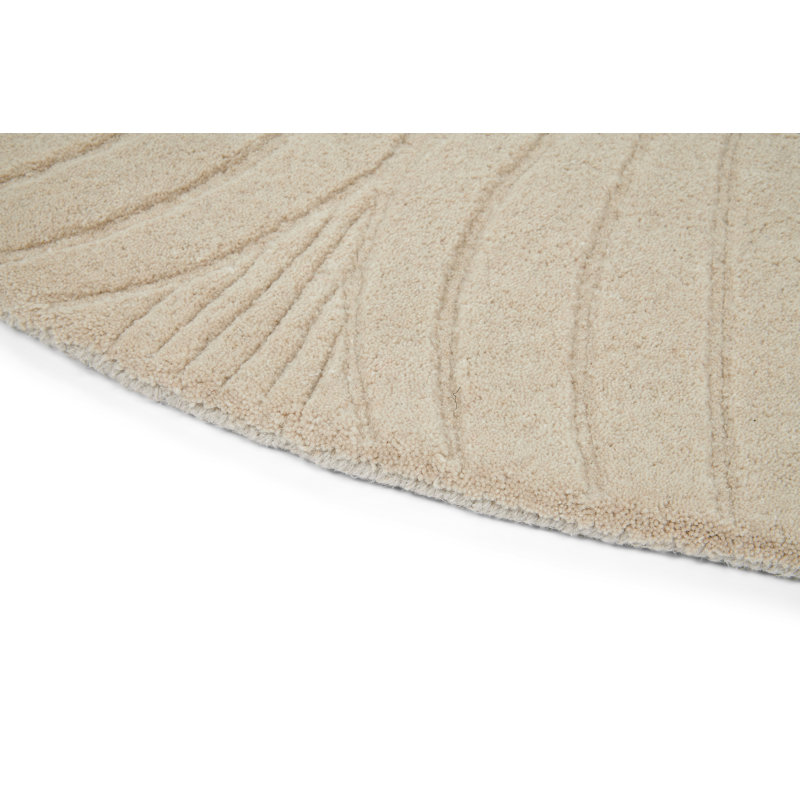 Folia Hand Tufted Wool Area Rug in Light Beige, Round 4'11"