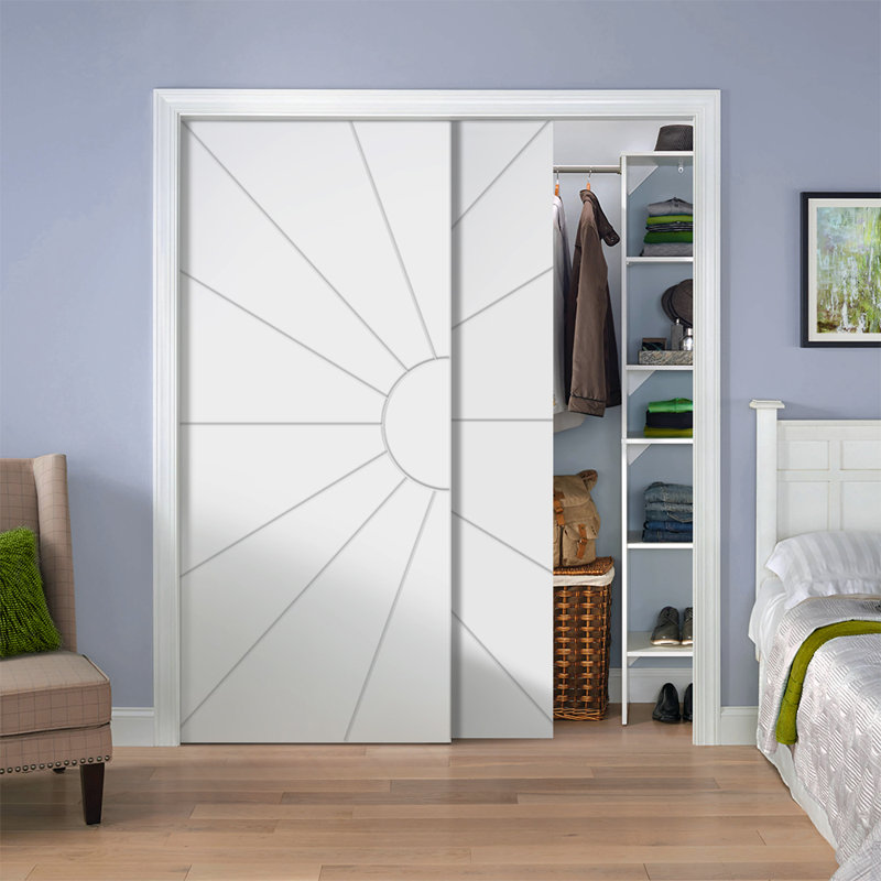 Portes de placard coulissantes à panneaux, Crème clair, 84 po x 96 po