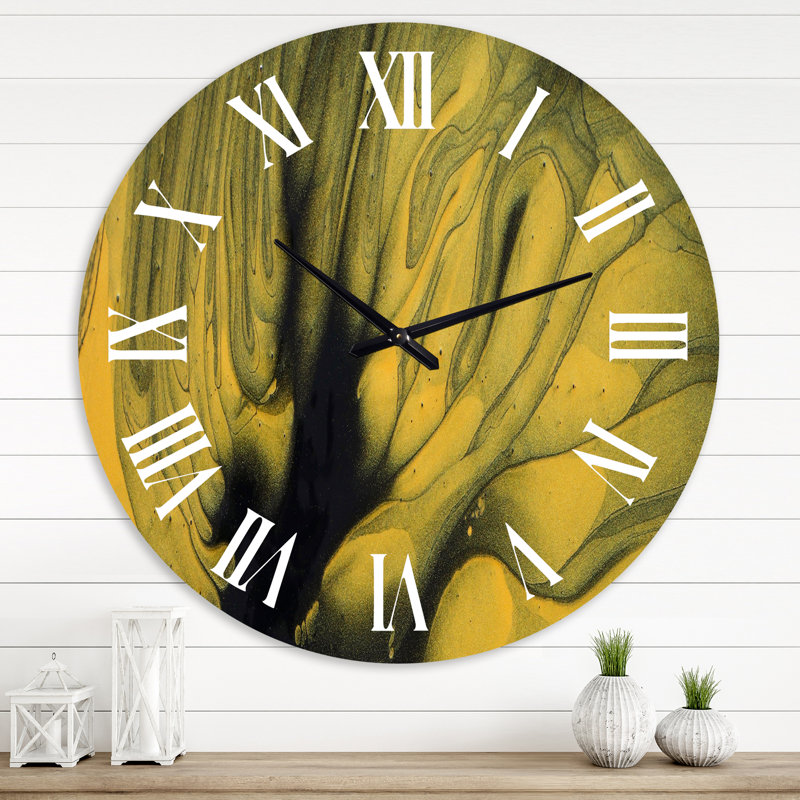 Marbre paysage avec beige foncé et noir - horloge murale moderne, Grand