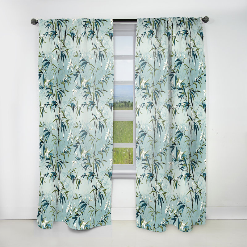 Itzhak Tropical Zen Bamboo II - Tropical Velvet Curtain - Room Darkening - 1 panel, 52" W x 84" L