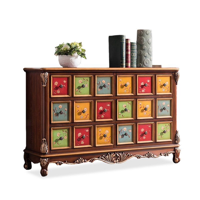 Brown+Red+Green+Blue+Yellow Solid + Manufactured Wood Accent Cabinet, Brown/Red/Green/Blue/Yellow