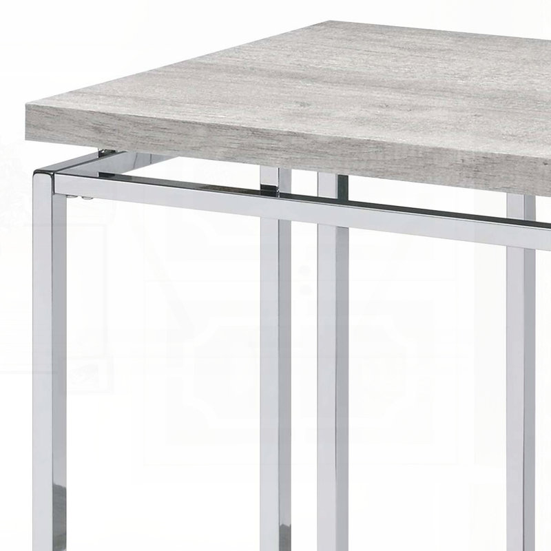 Table de canapé contemporaine avec structure en chrome - finition chêne naturel - 47 pouces