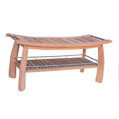 Grade A Teak Wood Luxurious Outdoor Garden 42" Estate-Size Teak Shower Backless Bench