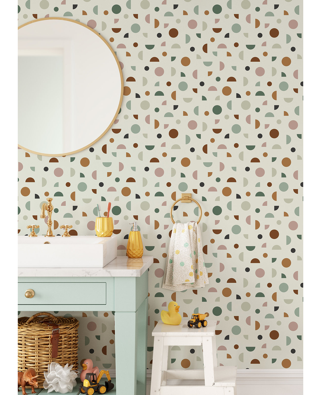 Newark Mid-Century Geometric Wallpaper, Gray