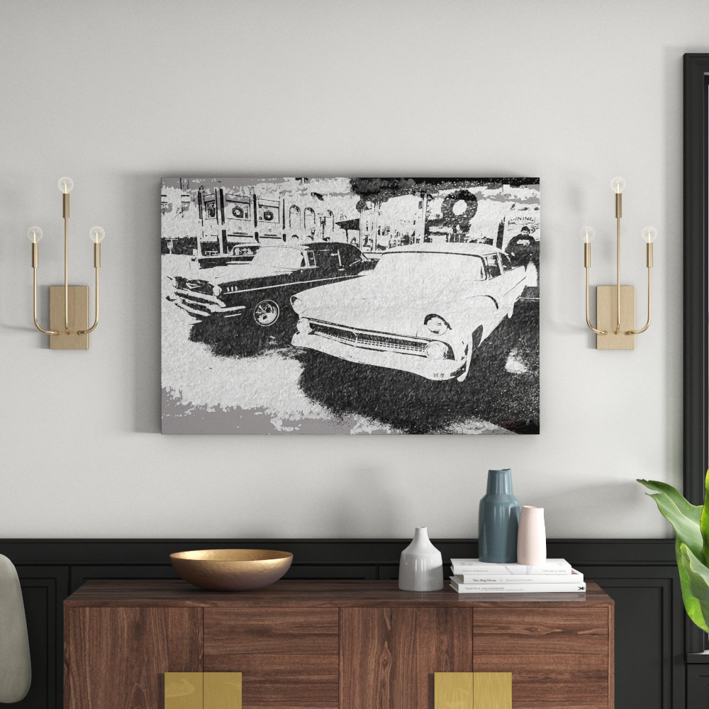 'Gold Cool Cars Satin Silver' Graphic Art Wrapped on Canvas