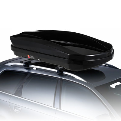 Hard Shell Roof Top Cargo Carrier, 12.4 Cu.Ft Waterproof Car Roof Storage Box with Security Keys, Dual-Sided Opening, Tool-Free Installation, with 2 Reinforced Straps and 2 Keys for Car, Wagon, SUV