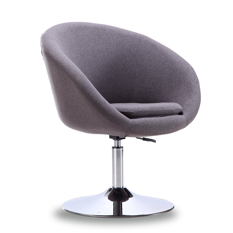 Fauteuil demi-tonneau pivotant de 26 po Helmuth, Sergé de coton gris